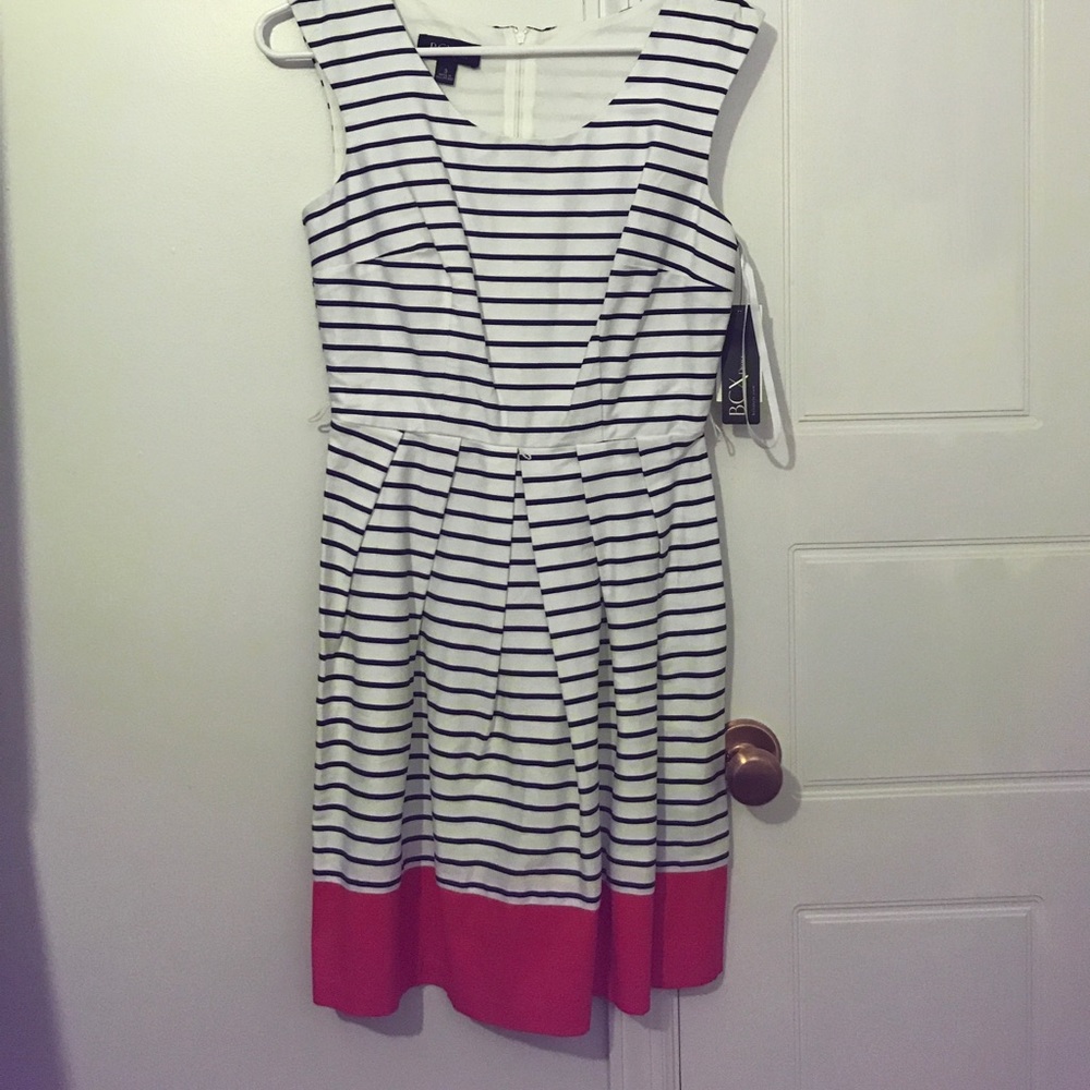 navy blue striped dress