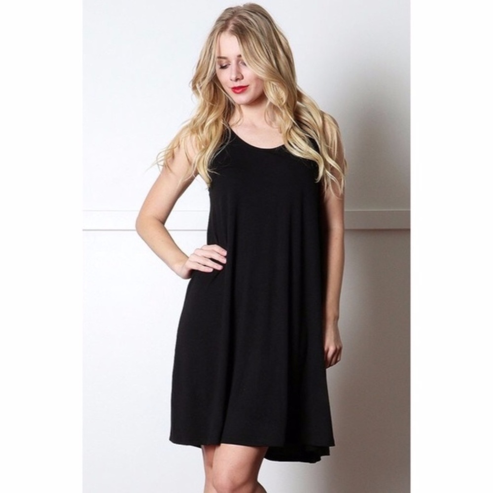 Black dress sleeveless twirl