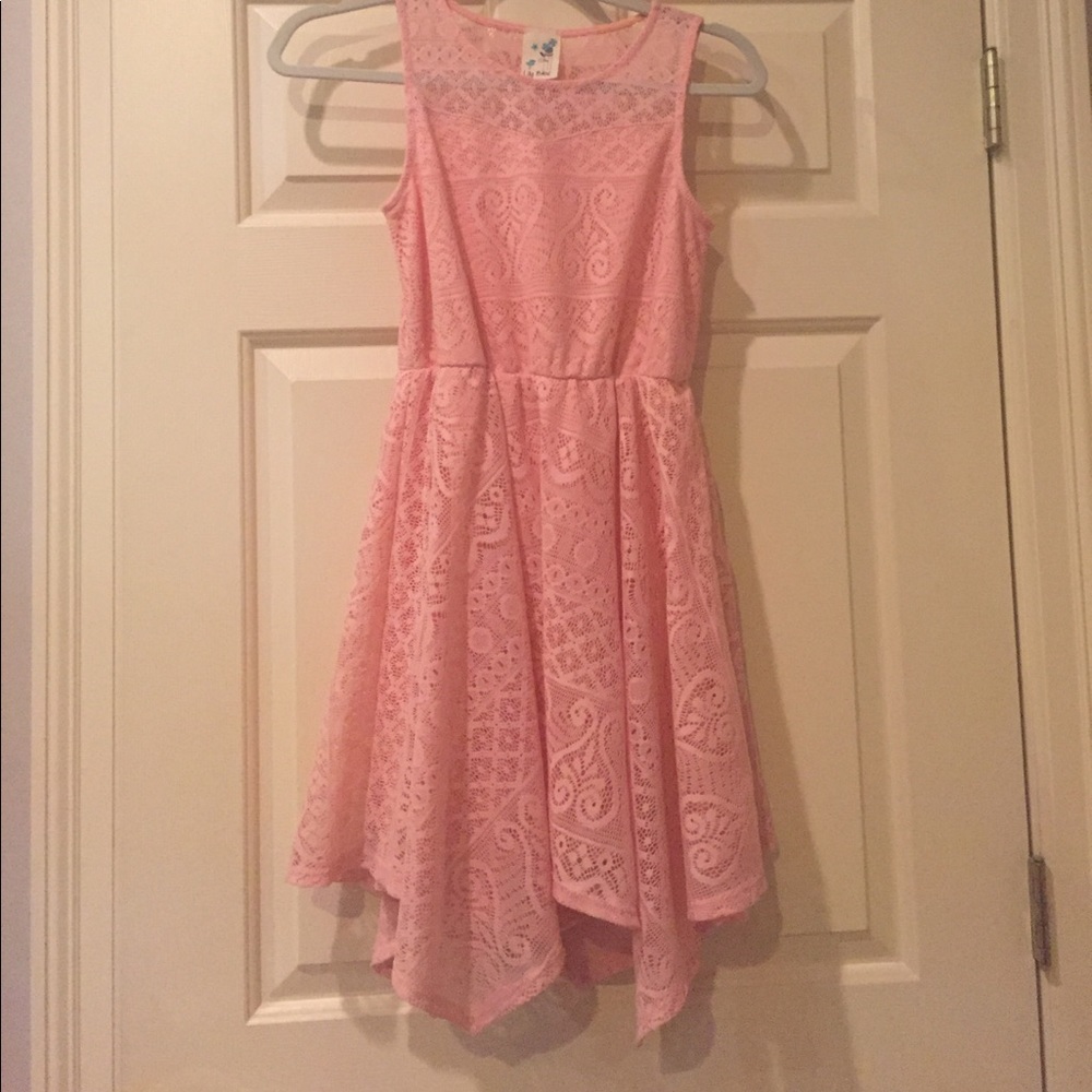 Blush pink lace dress
