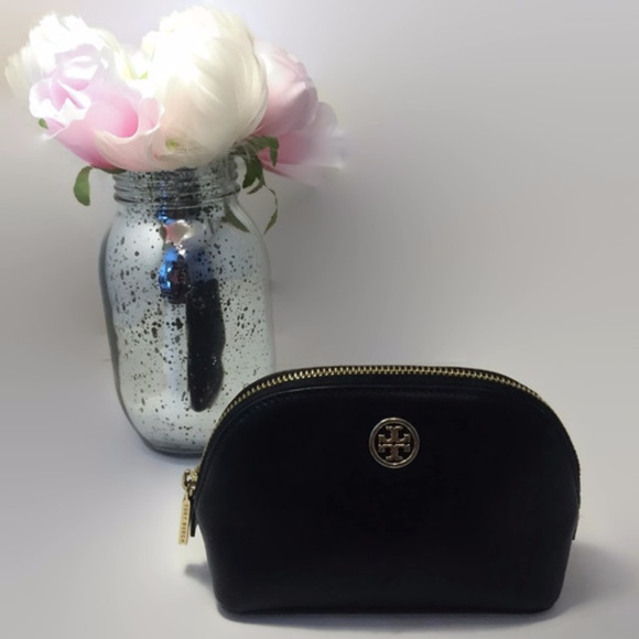 Tory Burch Handbags - Tory Burch Black Leather Cosmetic Bag