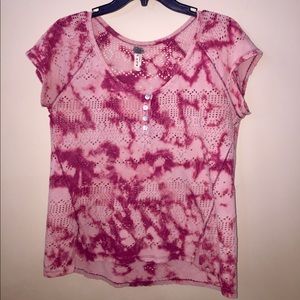 Free People "We The Free" Henley Tie Dye Top