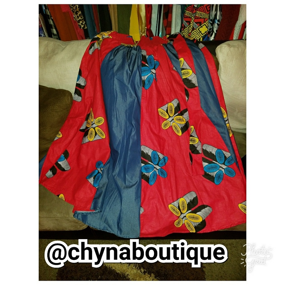 African print long maxi skirt