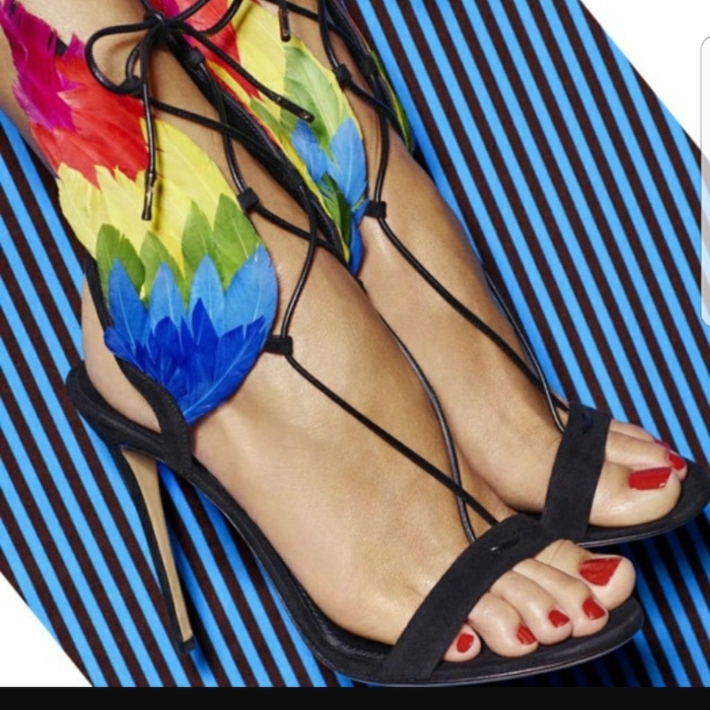 Salvatore Ferragamo Dream multi-color feather 9.5