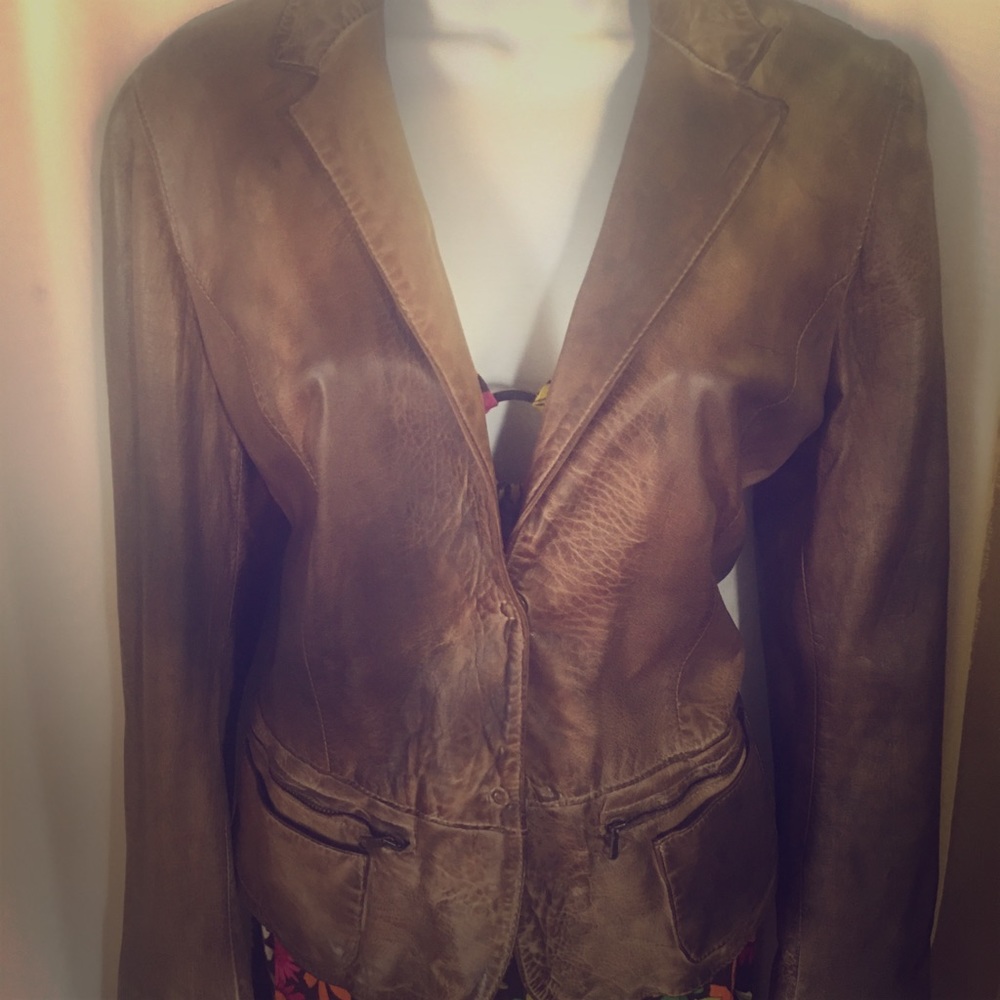 Gorgeous BLUR Soft Distressed leather jacket NWT