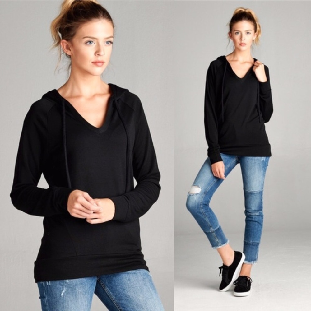Black long-sleeved hoodie shirt--Last ONE!