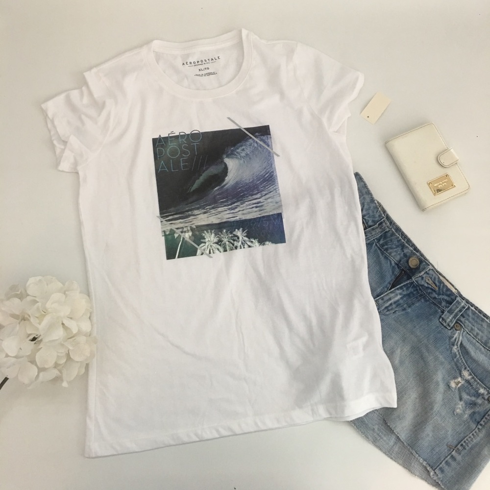 New Aeropostale White Graphic Tee XL