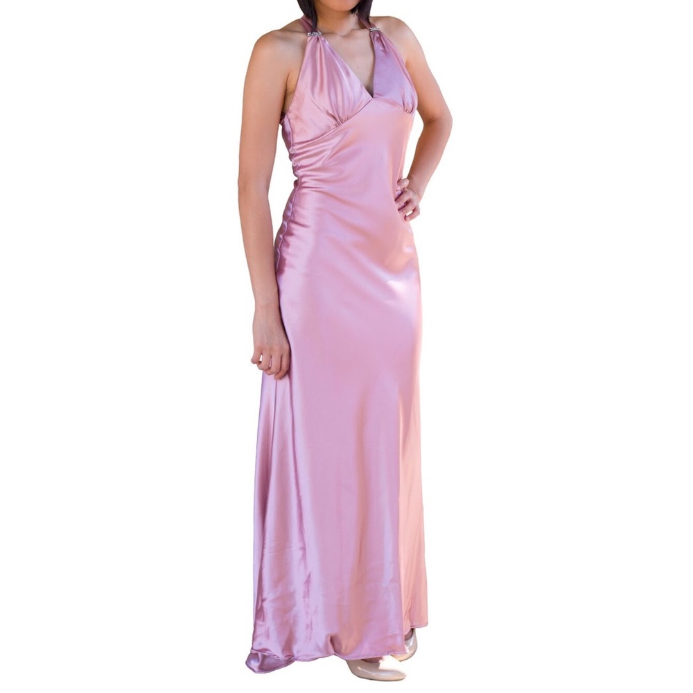 Pink Halter Crossback Formal Dress (Small - 2)