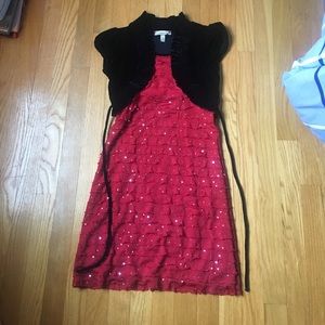 red and black girls formal dress