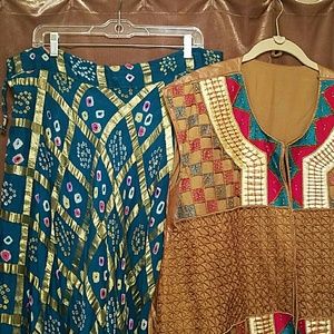 Vintage Embroidered Long Skirt Vest India Holiday