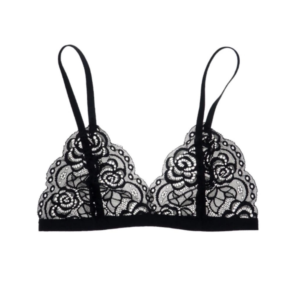 Black Floral Lace Bralette - Picture 2 of 8