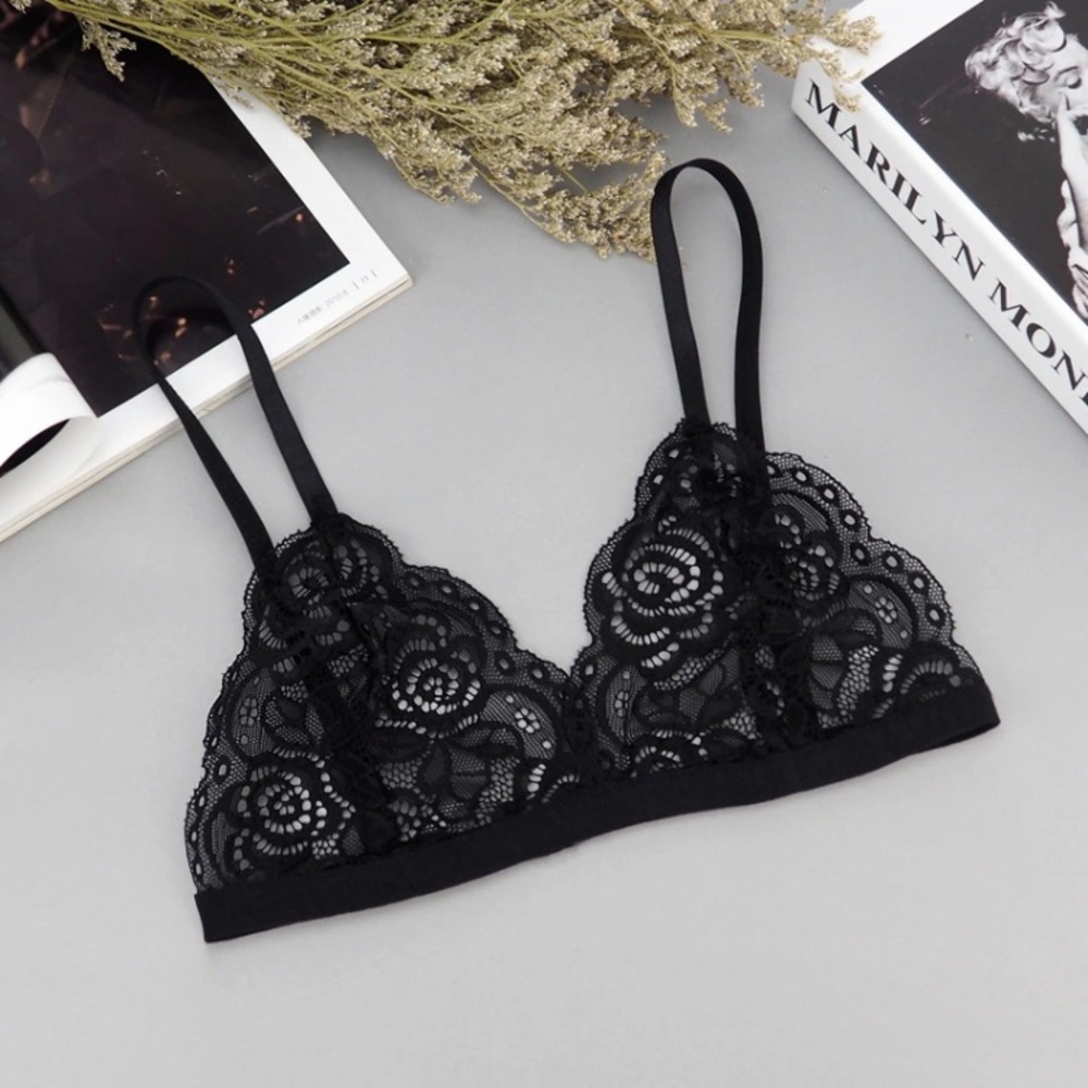 Black Floral Lace Bralette - Picture 1 of 8