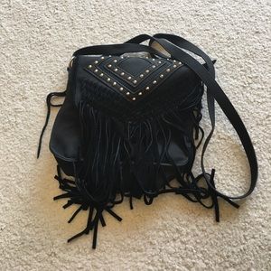 Black Boho fringe shoulder bag