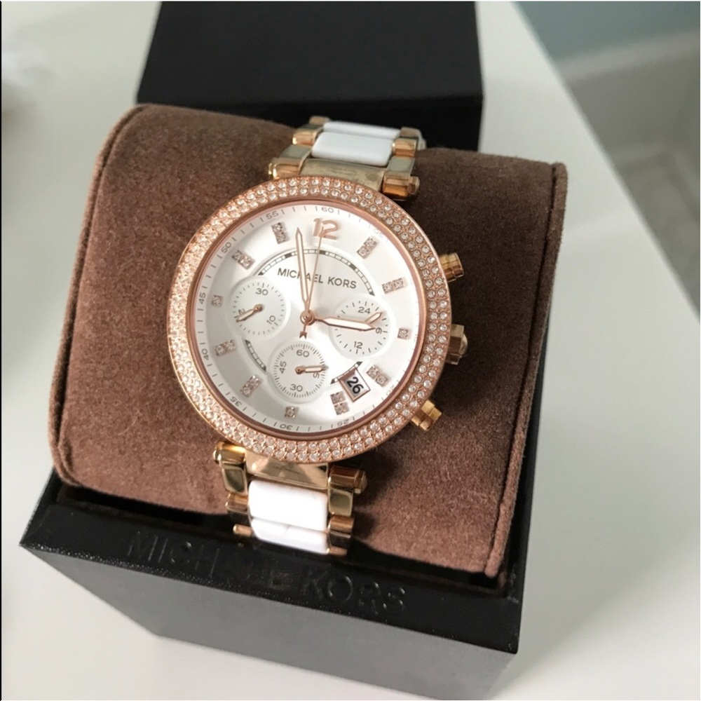 SOLD Michael Kors Rosegold & White Watch