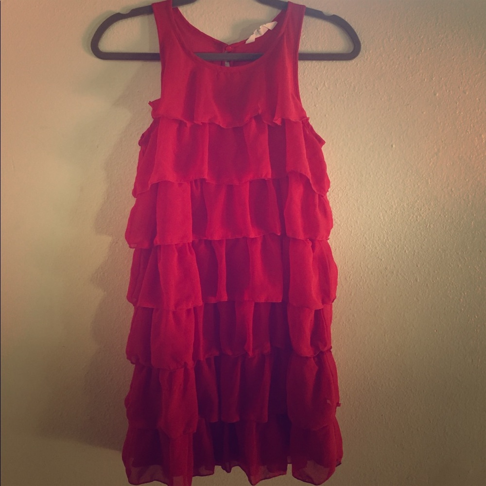 Red ruffled dress