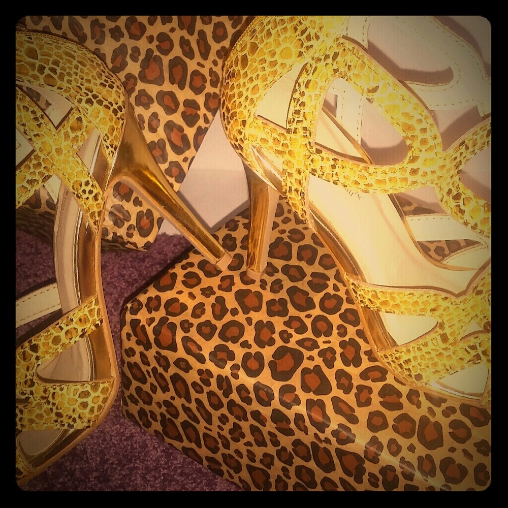 Faux Snakeskin Heeled Sandal