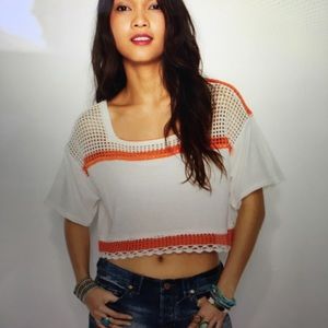 NWT Free People "Bunny" crochet open back crop top