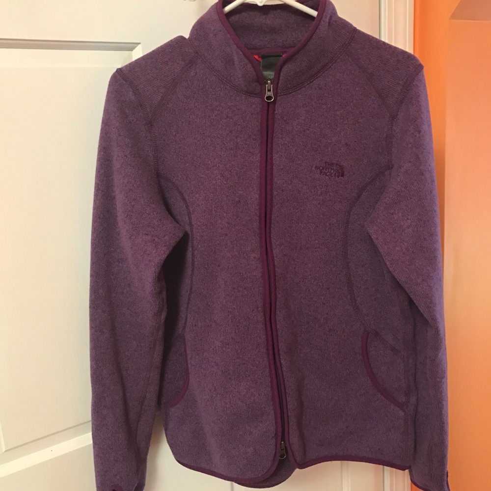 NORTH FACE purple woven fleece zip-up jacket