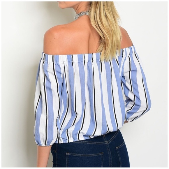 Striped Off Shoulder Top - Picture 2 of 2