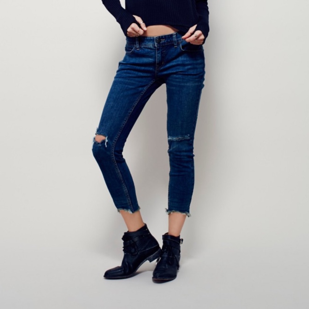 Free People distressed ankle jeans