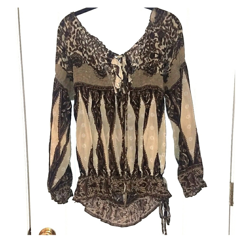 Gorgeous gold and brown off the shoulder blouse XL
