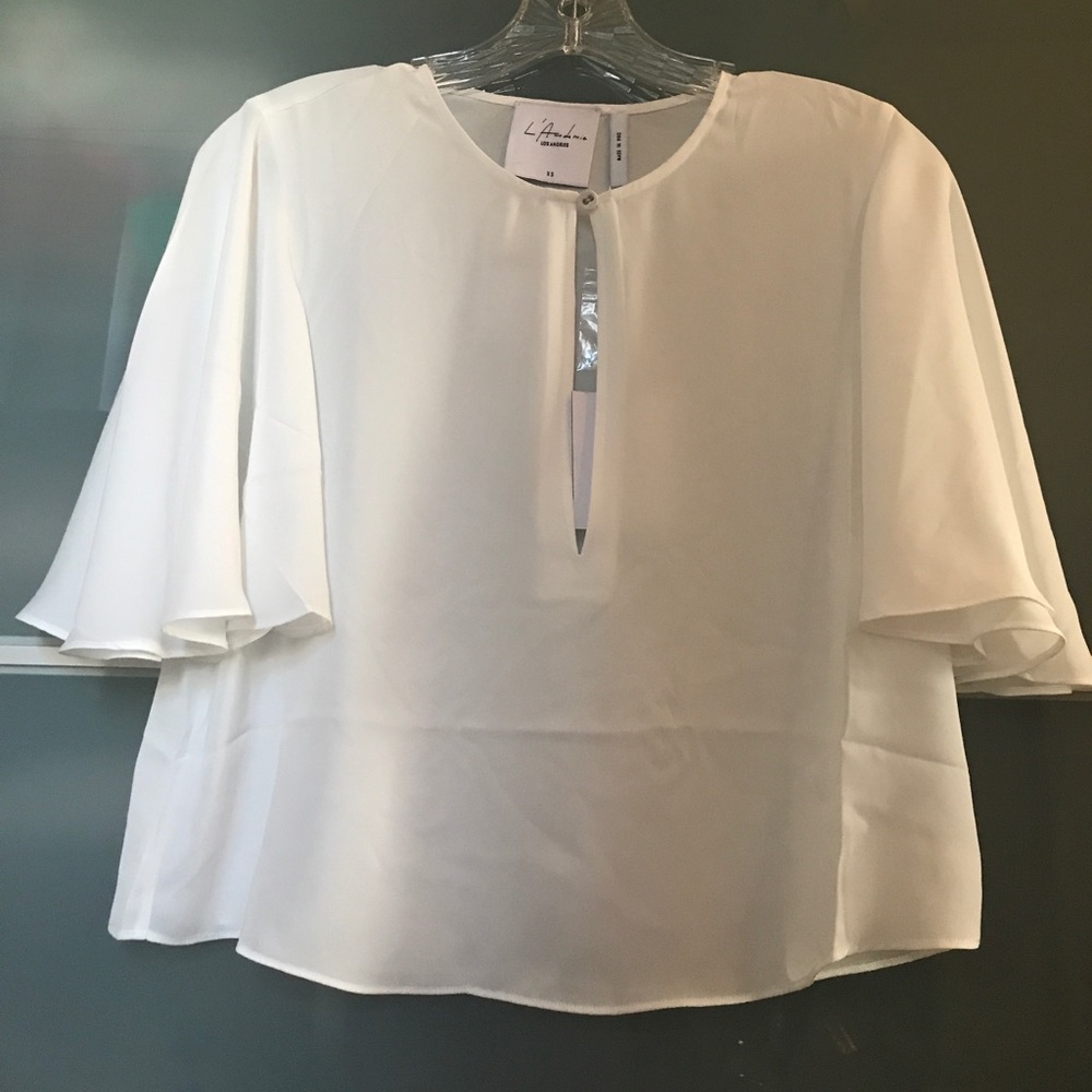 L'Academie white silk top