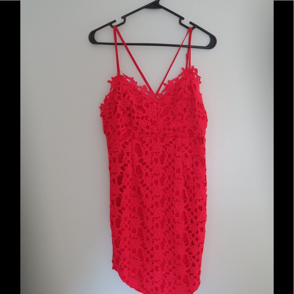 Red lace dress
