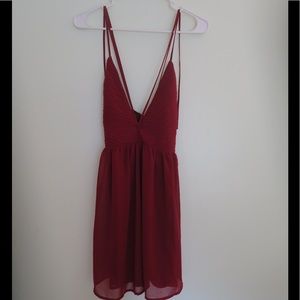 Strappy maroon cocktail dress