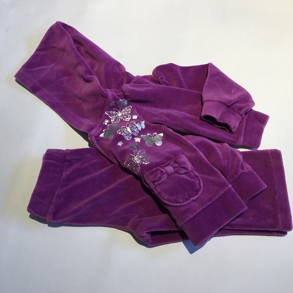 2 Piece Purple Velour Playwear with 🦋 accents