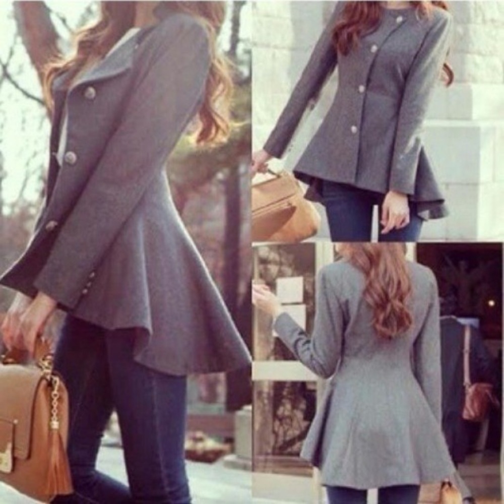 Lookbook Store Grey Fit and Flare Jacket