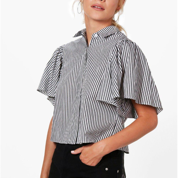 NWT Boohoo Super Cute Tie-back Shirt - Picture 3 of 6