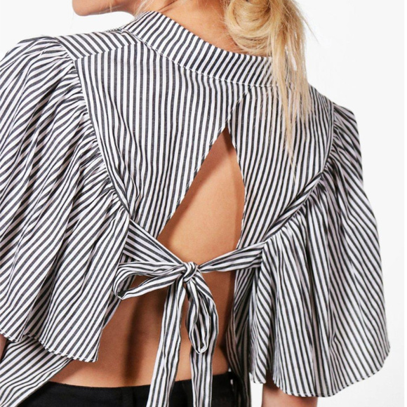 NWT Boohoo Super Cute Tie-back Shirt - Picture 2 of 6