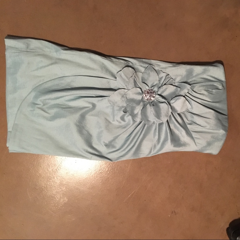 Grey blue mini dress.