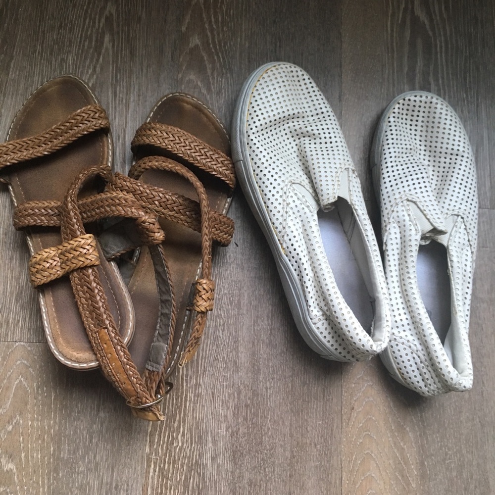Sesto Meucci sandals and white loafers