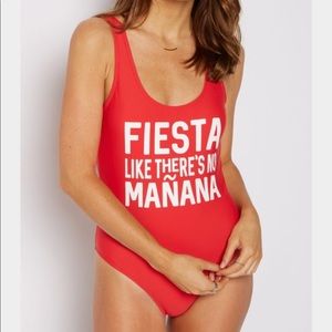 Red one piece swimsuit!