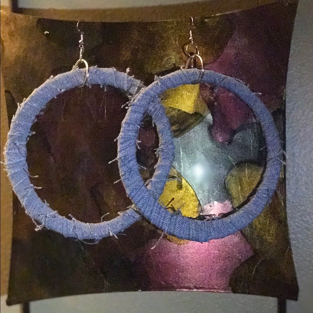 Denim Hoop Earrings