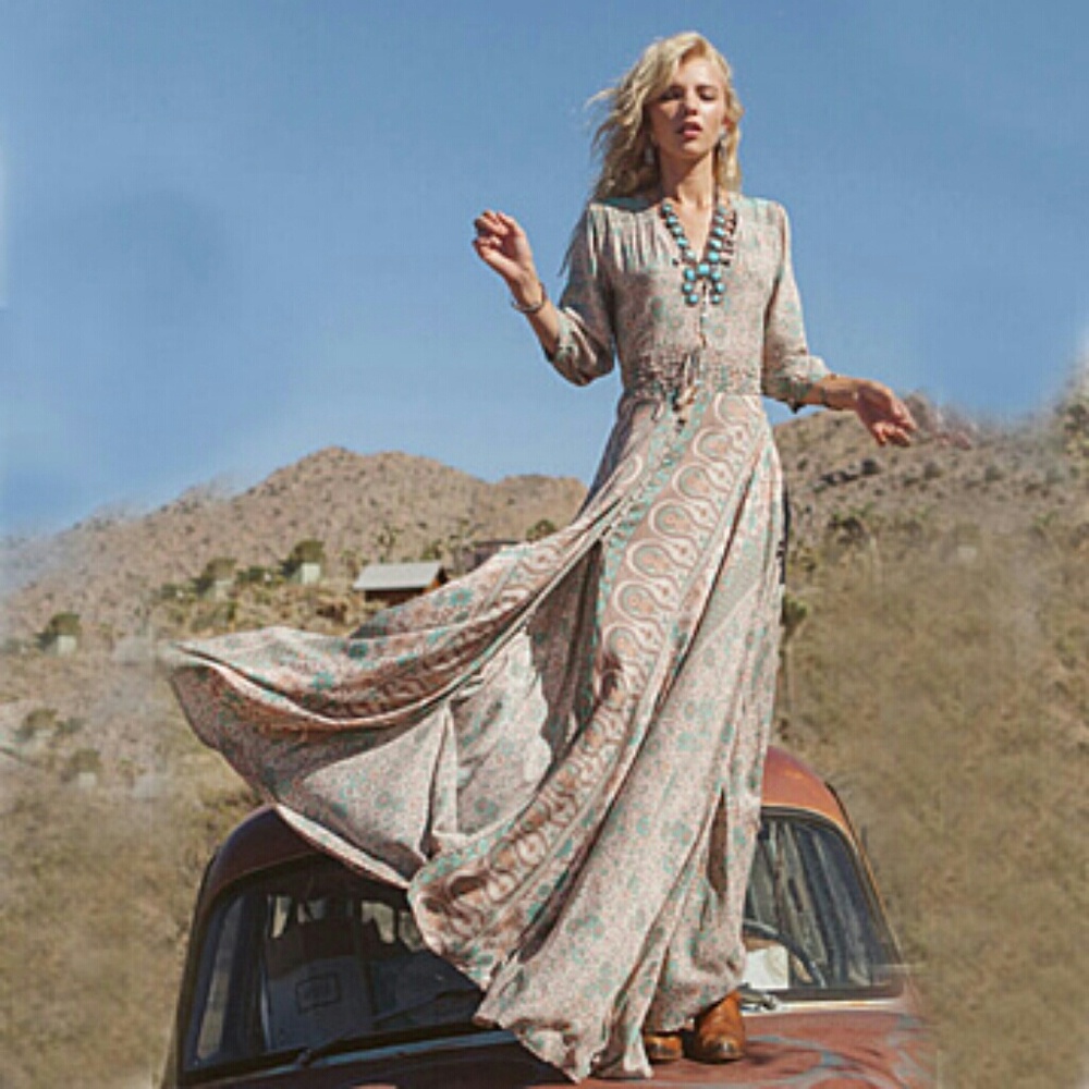 Bohemian style 3/4 sleeve maxi