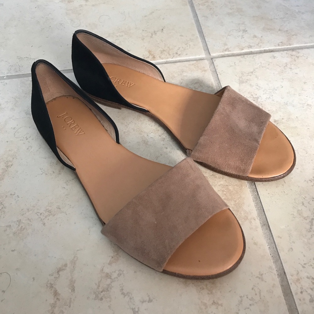 Jcrew colorblock peep toe flats