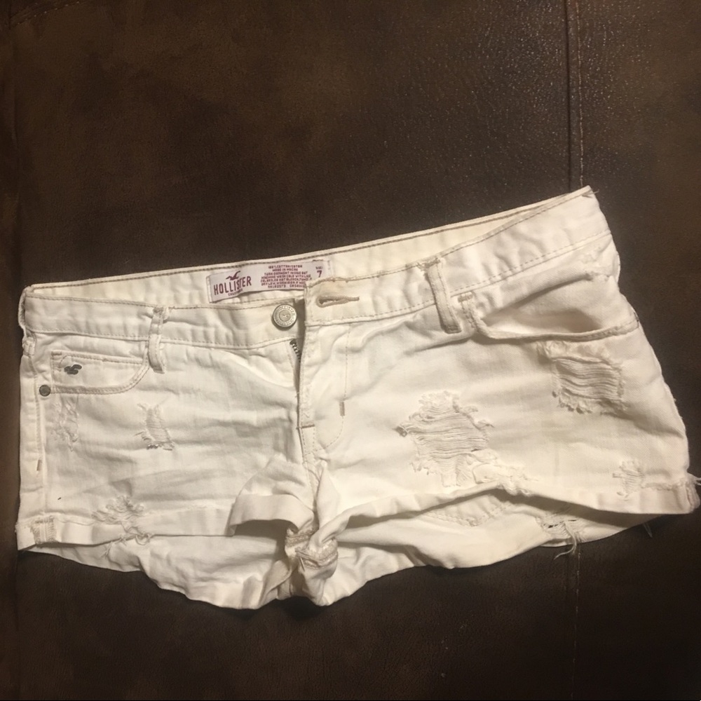 Hollister white jean shorts
