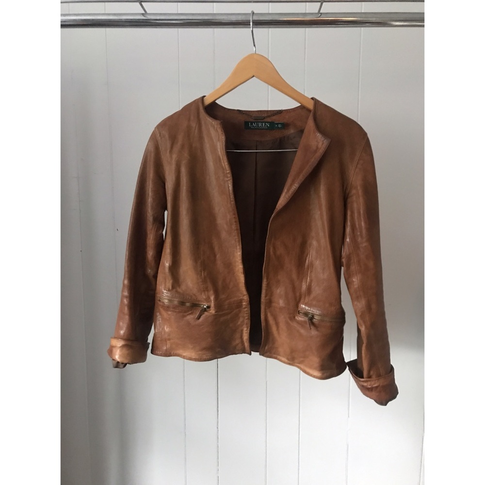 RALPH LAUREN Burnished Real Leather Jacket