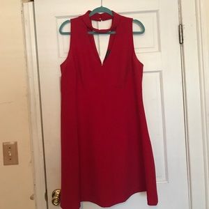 Plus-Size Red V neck Dress