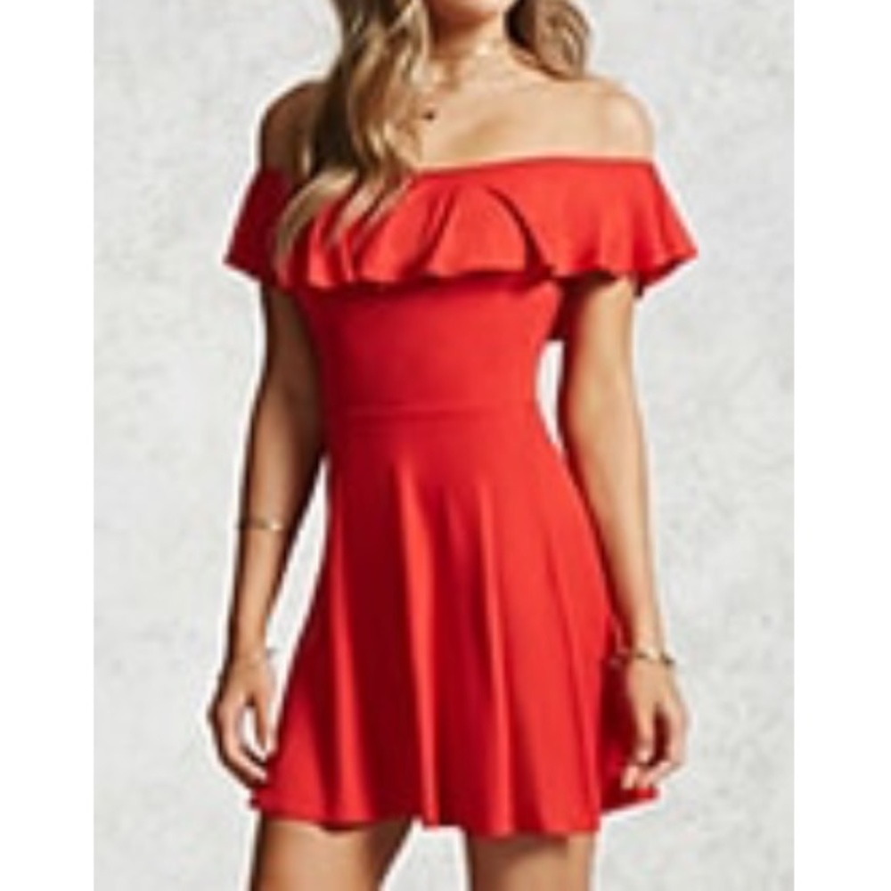 Red off the shoulder dress