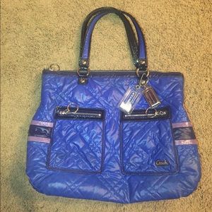 Blue Coach handbag
