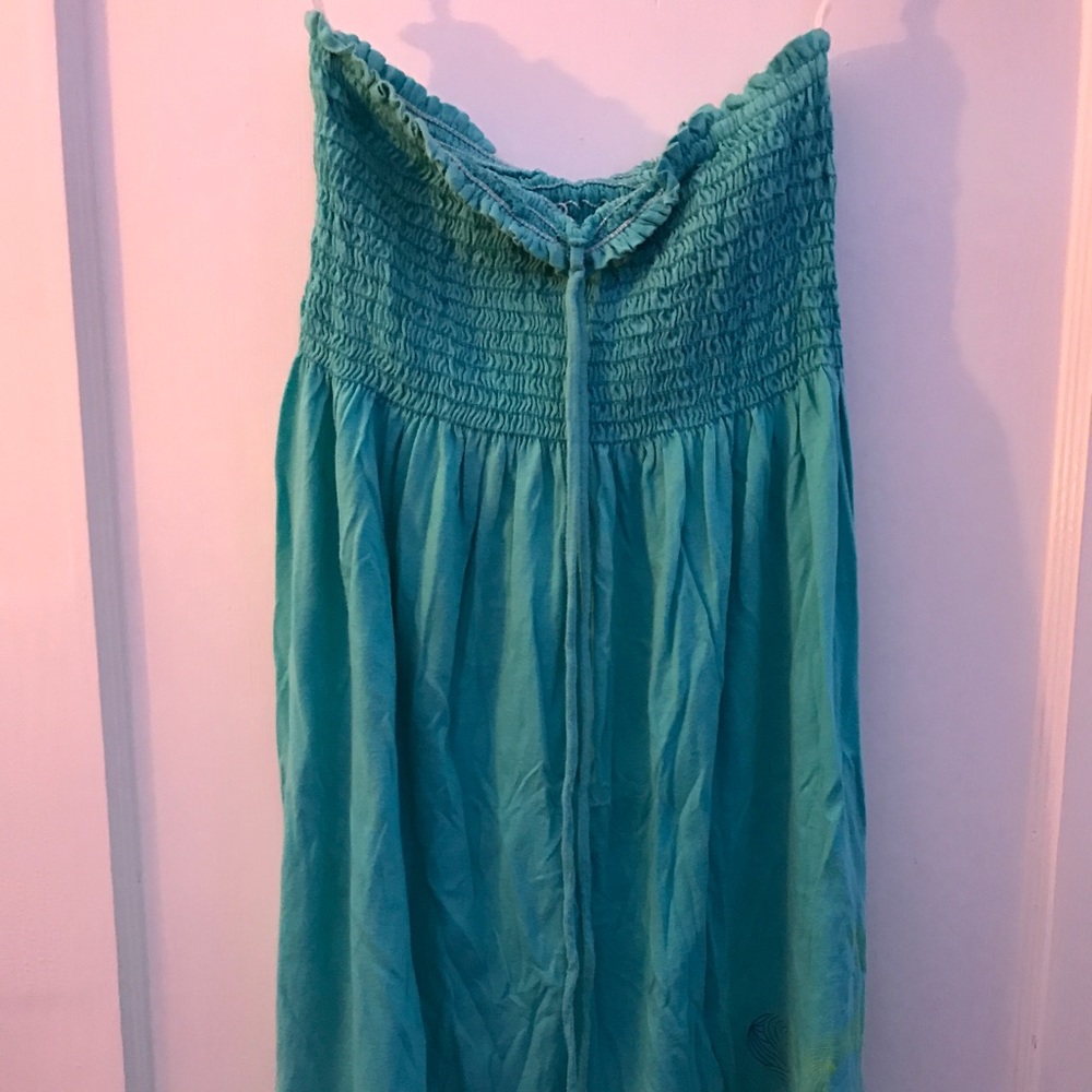 Blue strapless swimsuit coverup ROXY