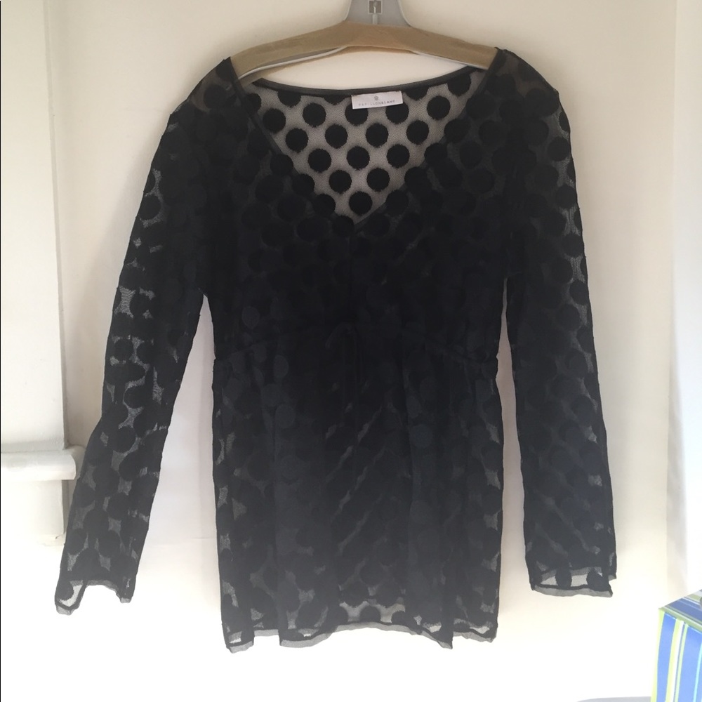 Black polka dotted coverup/blouse shirt