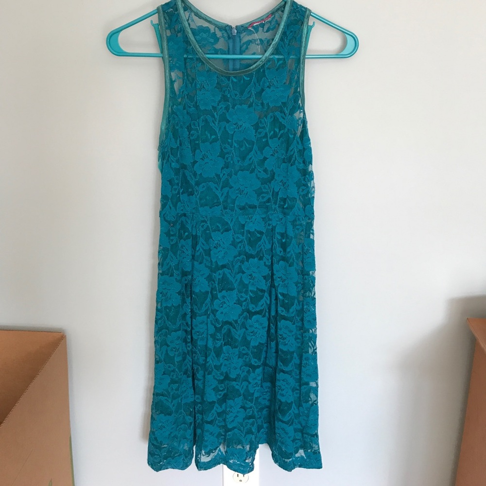 Teal lace dress
