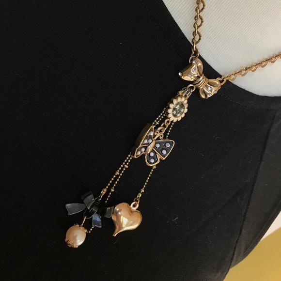 Betsey Gingham Black & White Charm Necklace - Picture 2 of 8