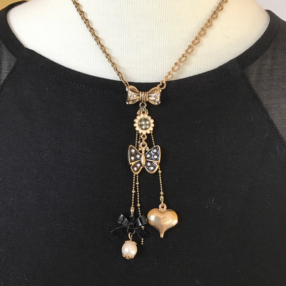 Betsey Gingham Black & White Charm Necklace - Picture 6 of 8