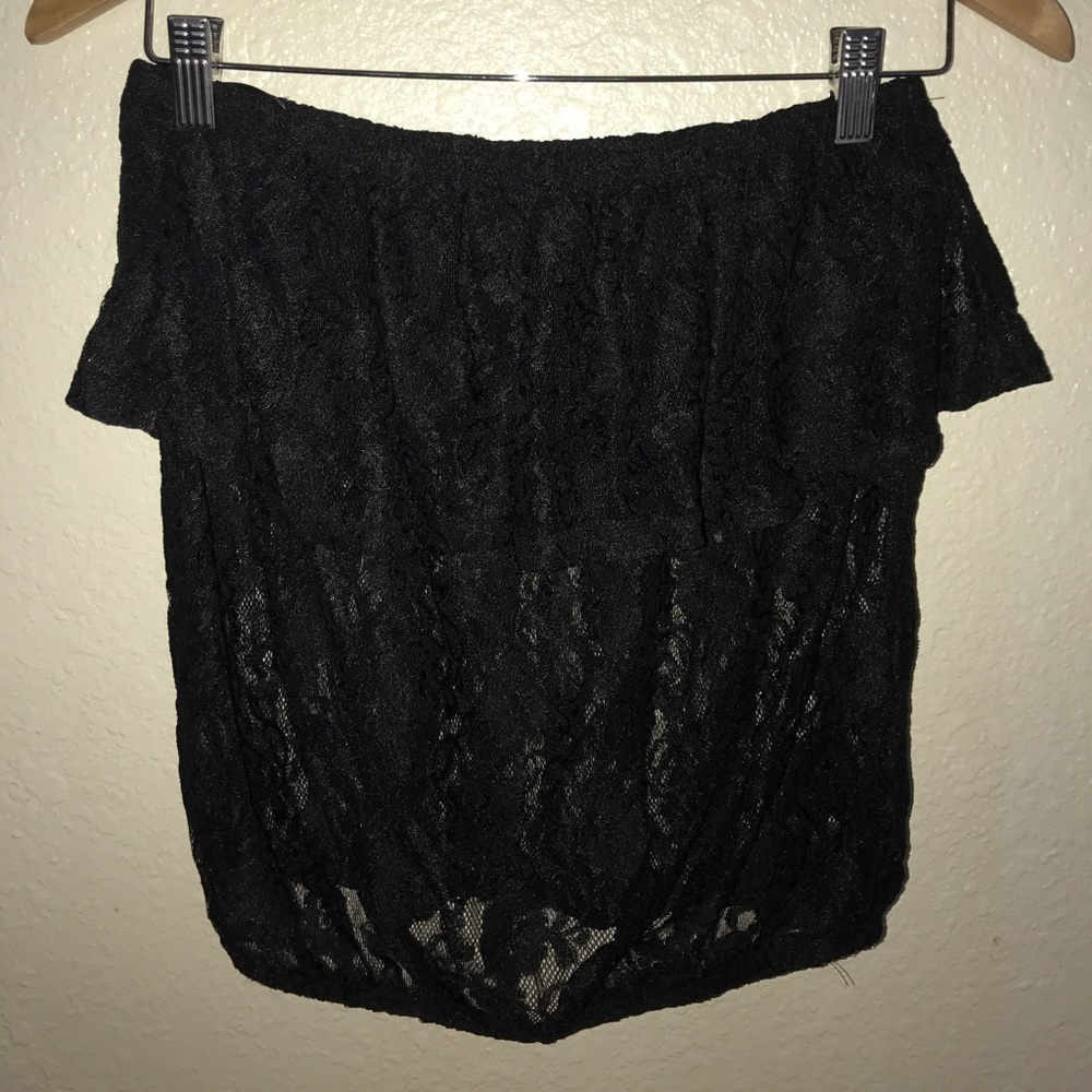 Black Lace Strapless Top