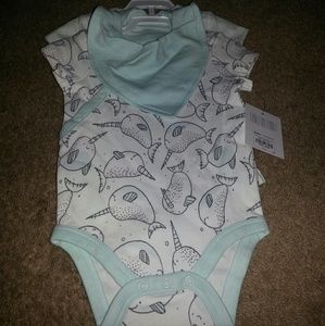 Narwhal onesies and bib