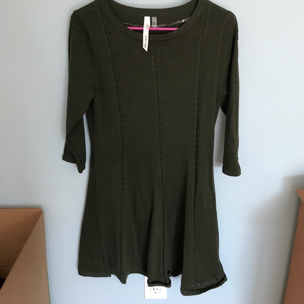 Olive green knit sweater dress